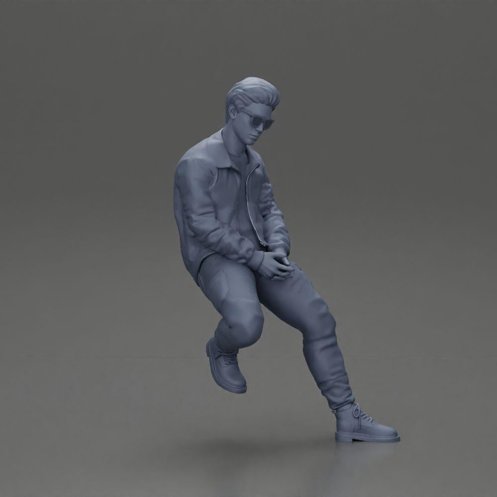 Diorama Modellbau Produktfoto 7: Diorama-Figur: Sitzender Mann im Auto, Jacke & Sonnenbrille (Ref Nr. A107)
