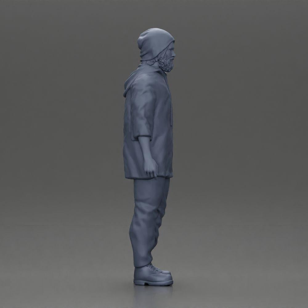 Diorama Modellbau Produktfoto 7: Stehende Figur: Mann mit Mütze & Kapuzenpullover (Ref Nr. A100)