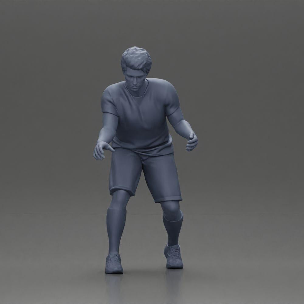 Diorama Modellbau Produktfoto 7: Diorama-Miniatur: Mann in Shorts beim Tischfußball, T-Shirt & hohen Socken (Ref Nr. A71)