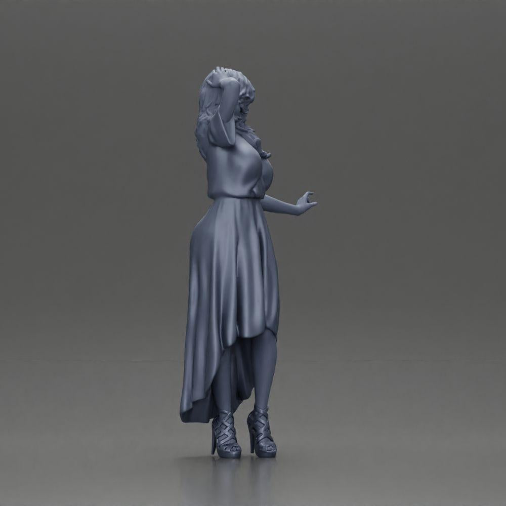 Diorama Modellbau Produktfoto 8: Miniatur-Figur: Frau im langen Brautkleid mit High Heels, elegant posierend (Ref Nr. A109)