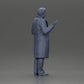 Diorama Modellbau Produktfoto 8: Diorama-Miniaturfigur: Polizeidetektiv im Mantel, stehend mit offenen Händen (Ref Nr. A63)