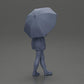 Diorama Modellbau Produktfoto 8: Weibliche Diorama-Figur in offener Strickjacke und kurzen Hosen mit Regenschirm (Ref Nr. A92)