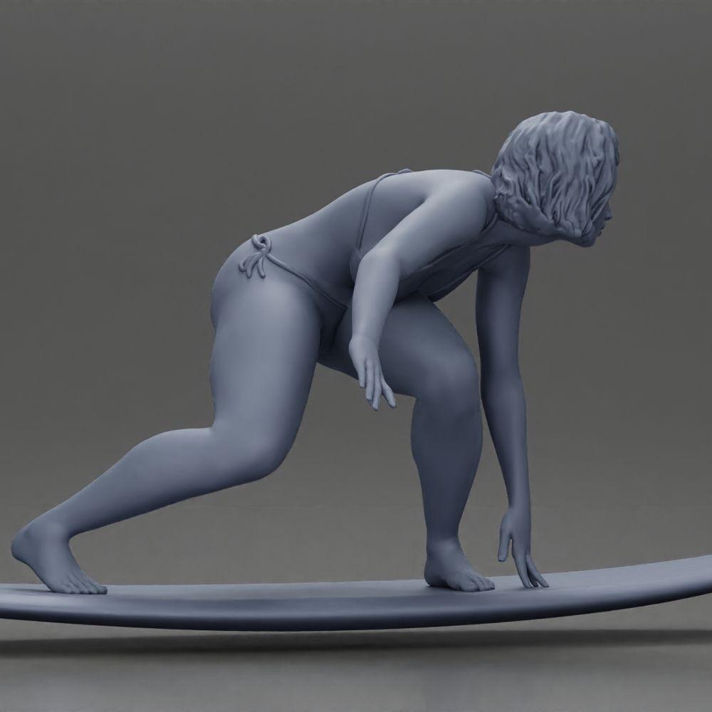 Diorama Modellbau Produktfoto 8: Diorama-Miniatur: Surferin kniend im Bikini auf Surfbrett, einzeln (Ref Nr. A119)
