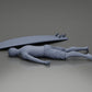 Diorama Modellbau Produktfoto 9: Diorama-Miniatur: Liegende Person bäuchlings neben Surfbrett mit Finnen (Ref Nr. A66)