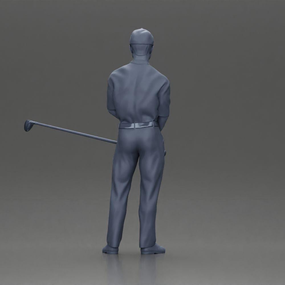 Diorama Modellbau Produktfoto 9: Diorama Figur: Miniatur-Golfer stehend mit Kappe, Handschuh und Golfschläger - Dioramafigur (Ref Nr. A143)