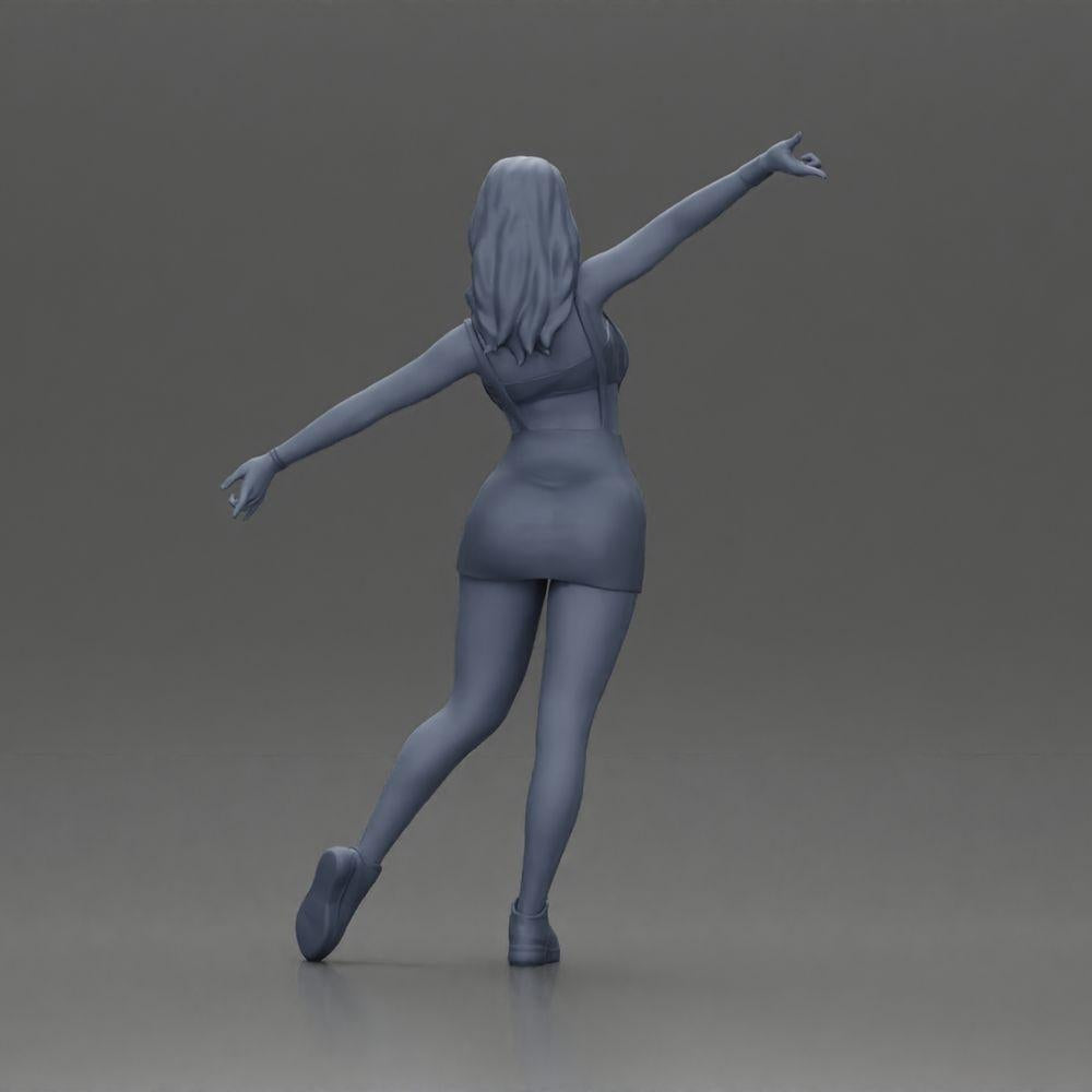 Diorama Modellbau Produktfoto 9: Diorama-Figur: dynamische Frau in rotem Sportoutfit, stehende Pose, Turnschuhe (Ref Nr. A124)