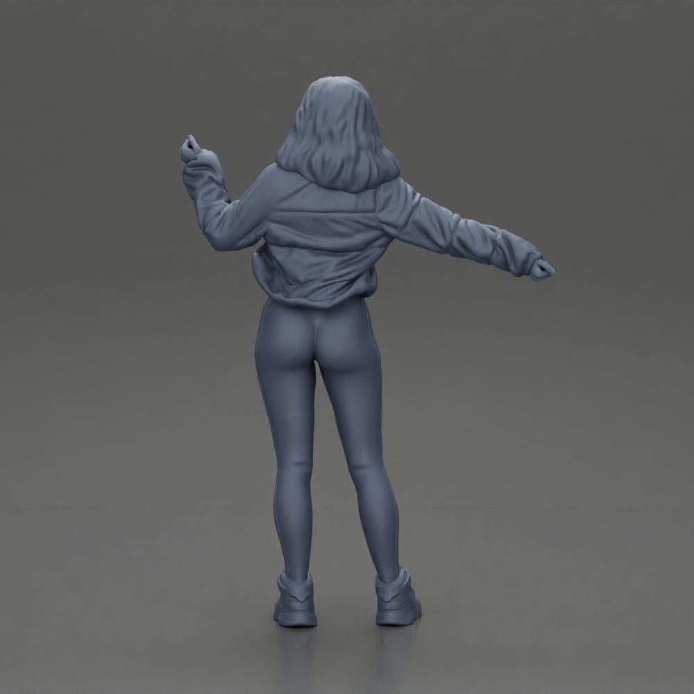 Diorama Modellbau Produktfoto 9: Diorama-Miniatur: Frau in offener Jacke, bauchfreiem Top und engen Hosen (Ref Nr. A114)
