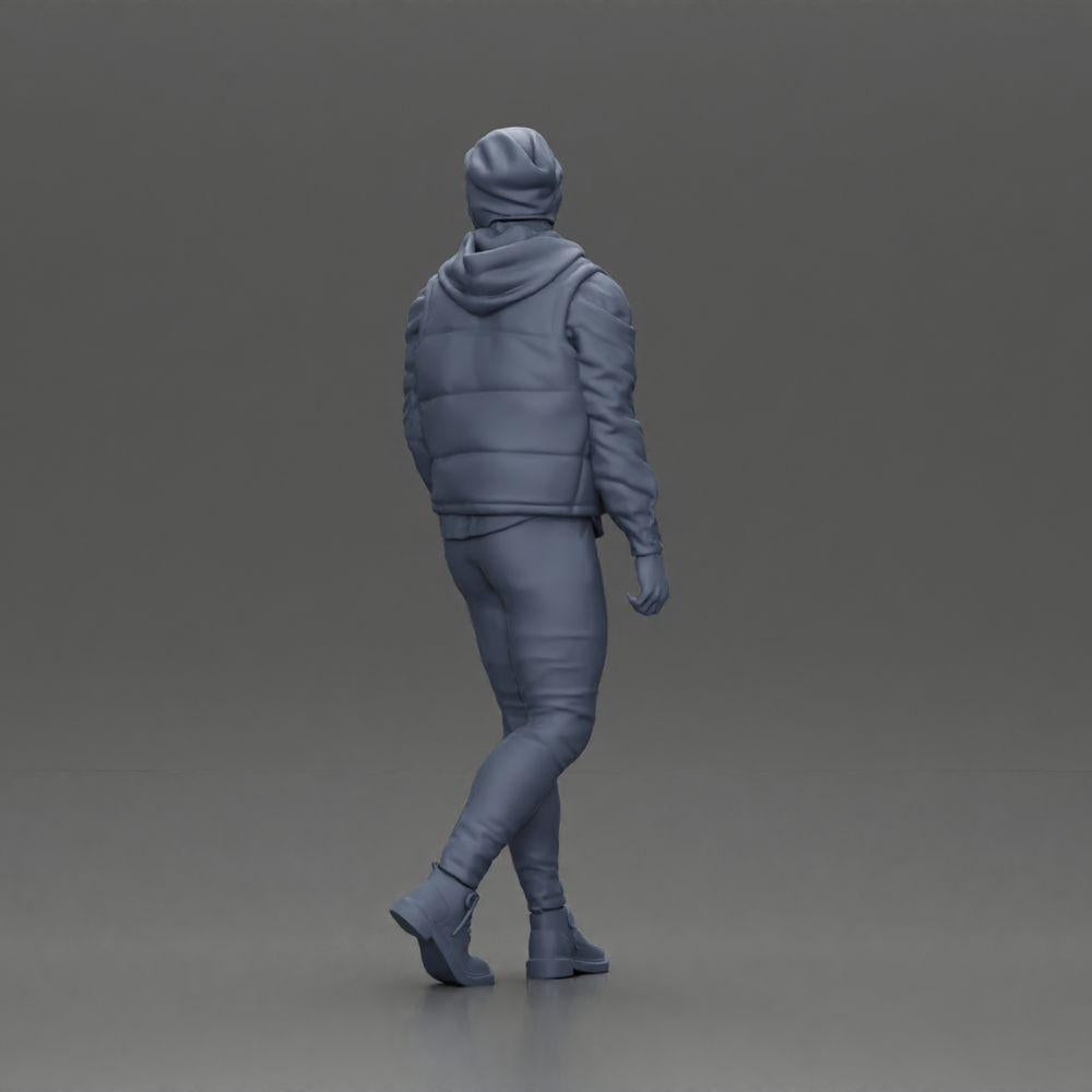Diorama Modellbau Produktfoto 9: Diorama Figur: Bärtiger Mann in Winterkleidung, gehend - Diorama-Miniatur (Ref Nr. A129)