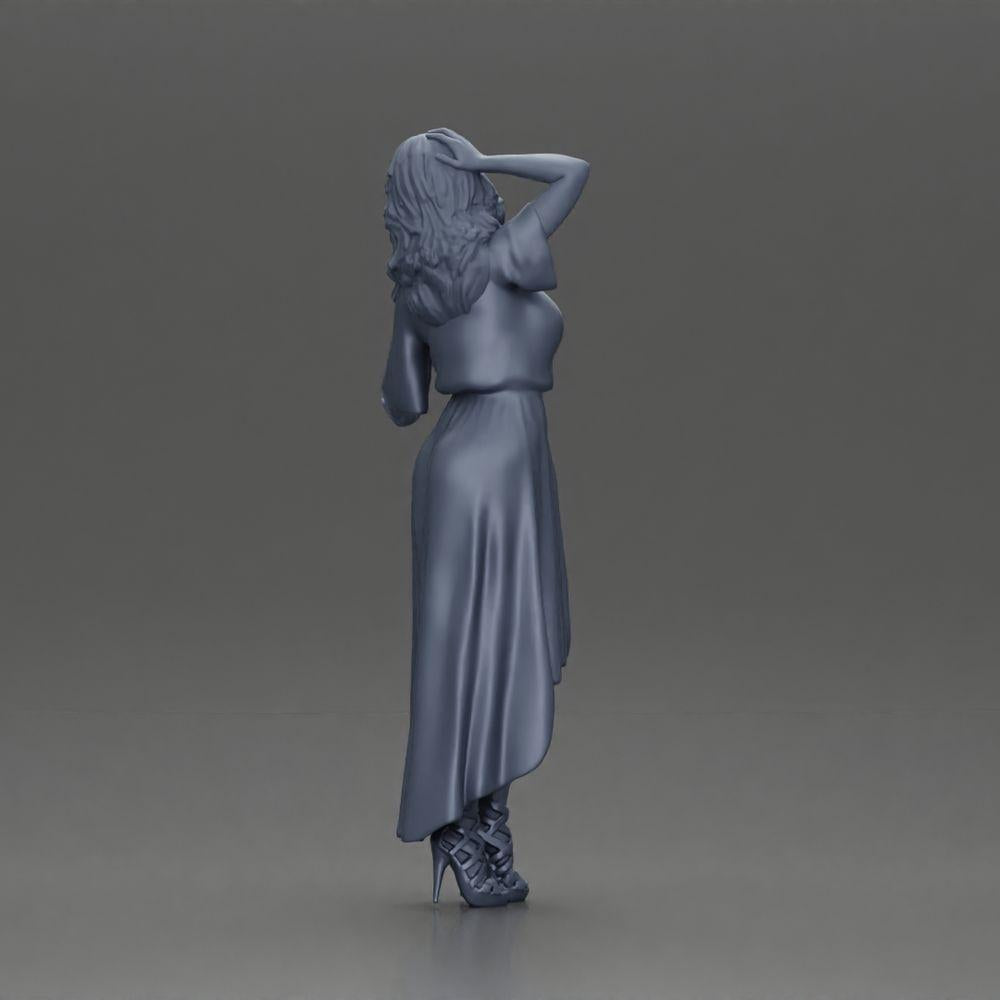 Diorama Modellbau Produktfoto 9: Miniatur-Figur: Frau im langen Brautkleid mit High Heels, elegant posierend (Ref Nr. A109)