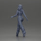 Diorama Modellbau Produktfoto 9: Diorama Figur: Miniatur-Figur Frau in Gehpose, grün-rot, Kurztop, weite Hose, Pumps (Ref Nr. A141)