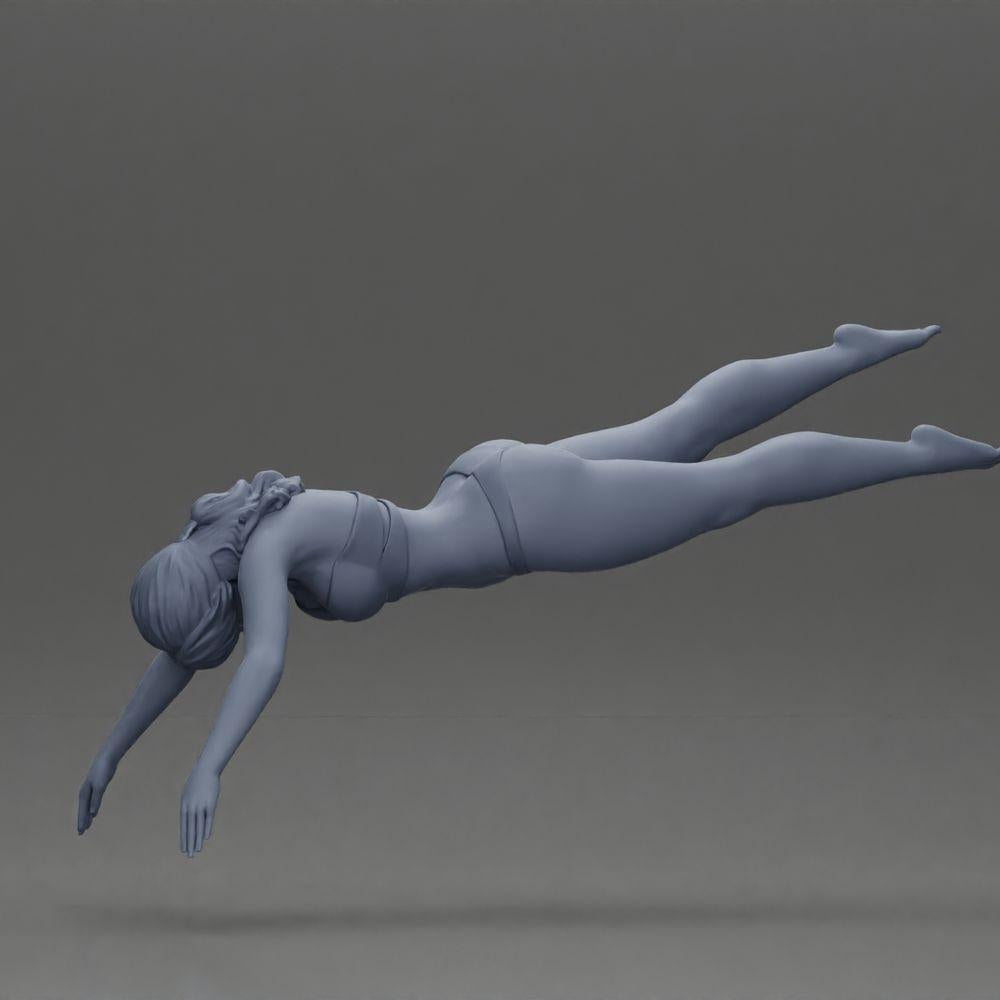 Diorama Modellbau Produktfoto 10: Diorama-Miniatur: Frau im roten Bikini, elegante Tauch-/Sprungpose (Ref Nr. A137)