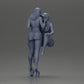 Diorama Modellbau Produktfoto 10: Miniatur-Diorama: 2 Figuren - Kappe, Top & Shorts; kurzes Kleid mit Plateaus (Ref Nr. A135)