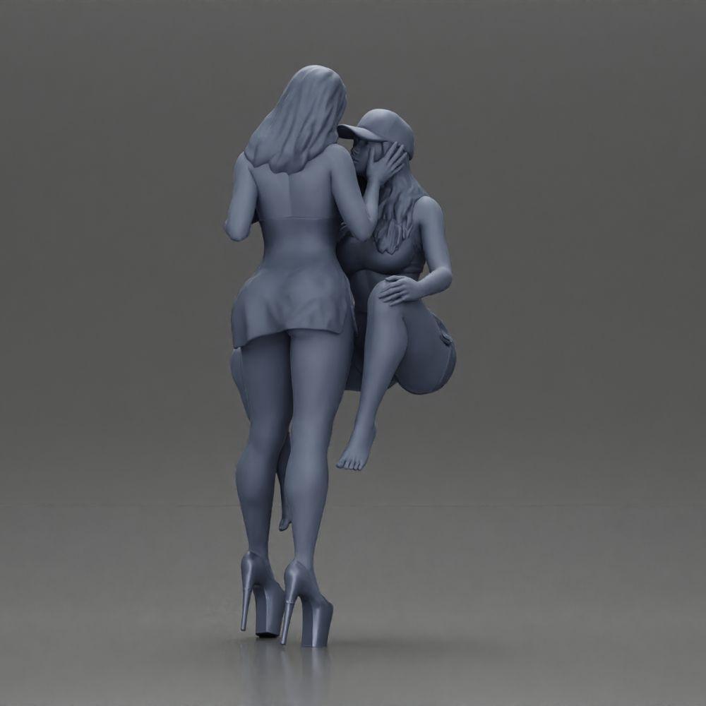 Diorama Modellbau Produktfoto 10: Miniatur-Diorama: 2 Figuren - Kappe, Top & Shorts; kurzes Kleid mit Plateaus (Ref Nr. A135)