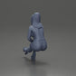 Diorama Modellbau Produktfoto 10: Diorama Figur: Diorama-Miniatur sitzende Frau im rosa Kleid, Hand an Wange, Plateauschuhe (Ref Nr. A131)