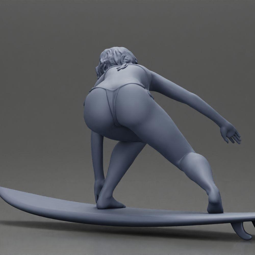 Diorama Modellbau Produktfoto 10: Diorama-Miniatur: Surferin kniend im Bikini auf Surfbrett, einzeln (Ref Nr. A119)