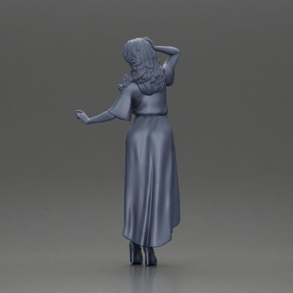 Diorama Modellbau Produktfoto 10: Miniatur-Figur: Frau im langen Brautkleid mit High Heels, elegant posierend (Ref Nr. A109)