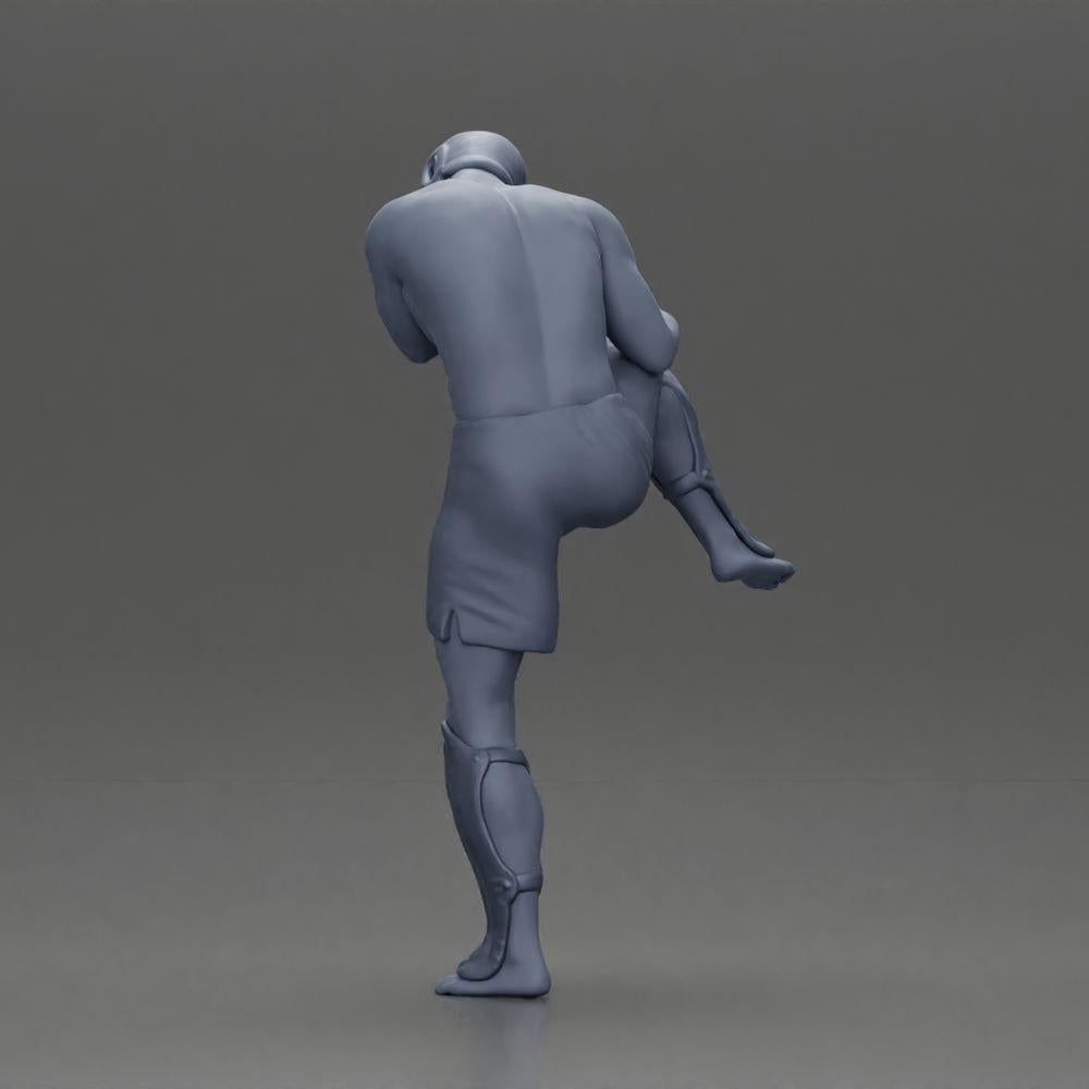 Diorama Modellbau Produktfoto 10: Diorama Figur: Kampfsport-Miniatur, Trittpose mit Kopfschutz, Handschuhen & Schienbeinschutz (Ref Nr. A122)
