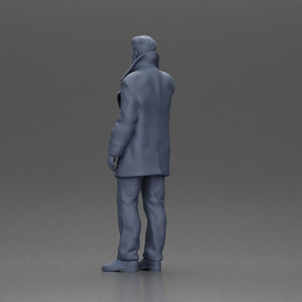 Diorama Modellbau Produktfoto 10: Dioramafigur - türkischer Mann im Mantel mit Rollkragenpullover, telefonierend (Ref Nr. A78)