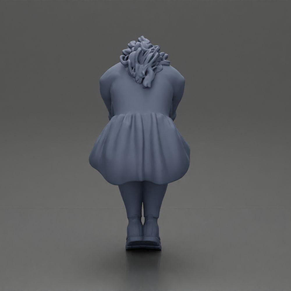 Diorama Modellbau Produktfoto 10: Miniaturfigur: trauriges Mädchen mit Puffärmeln, sitzend, Gesicht in Händen (Ref Nr. A88)