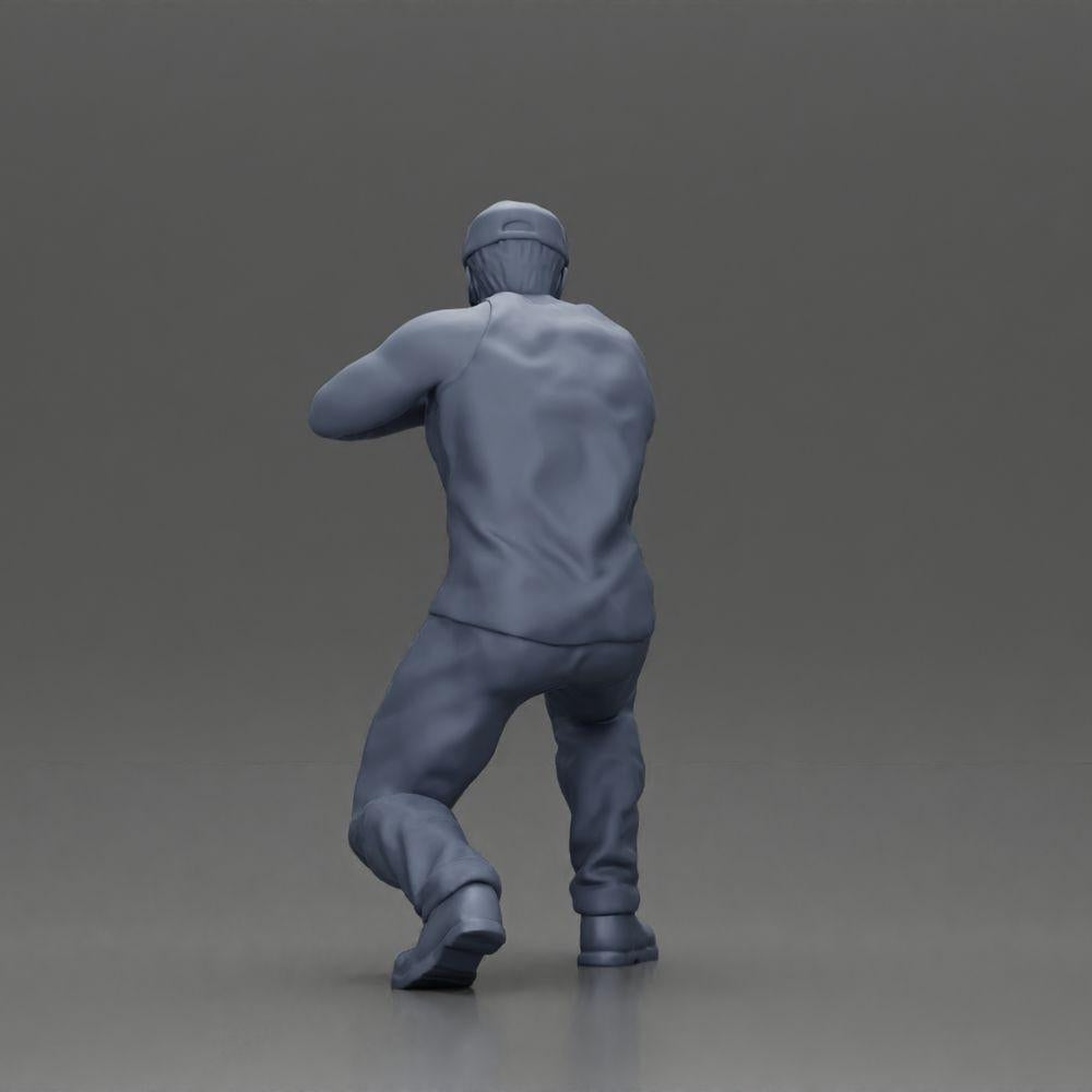 Diorama Modellbau Produktfoto 10: Diorama Figur: Kniende Miniaturfigur mit Gewehr - defensive Taktik-Pose für Diorama (Ref Nr. A140)