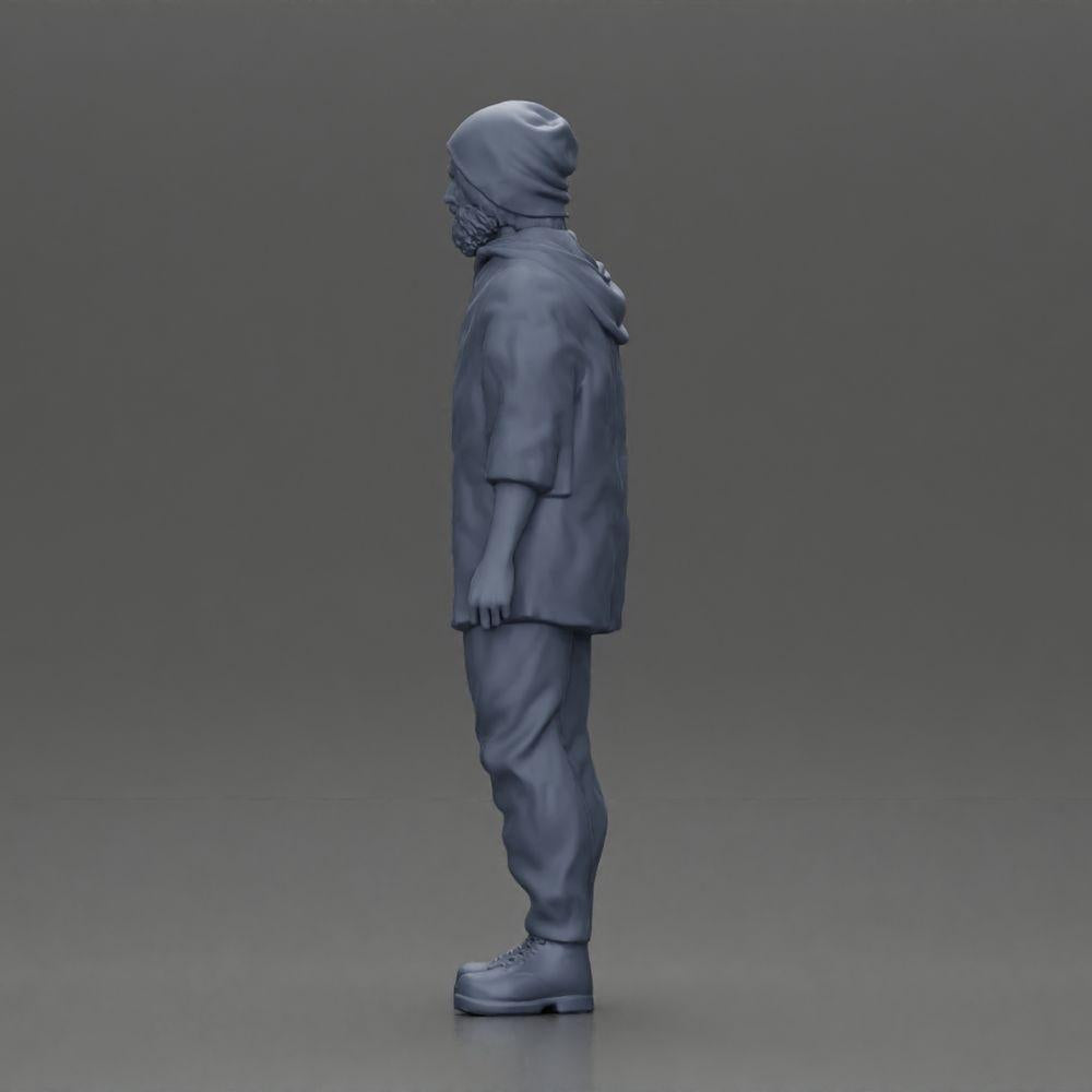 Diorama Modellbau Produktfoto 10: Stehende Figur: Mann mit Mütze & Kapuzenpullover (Ref Nr. A100)