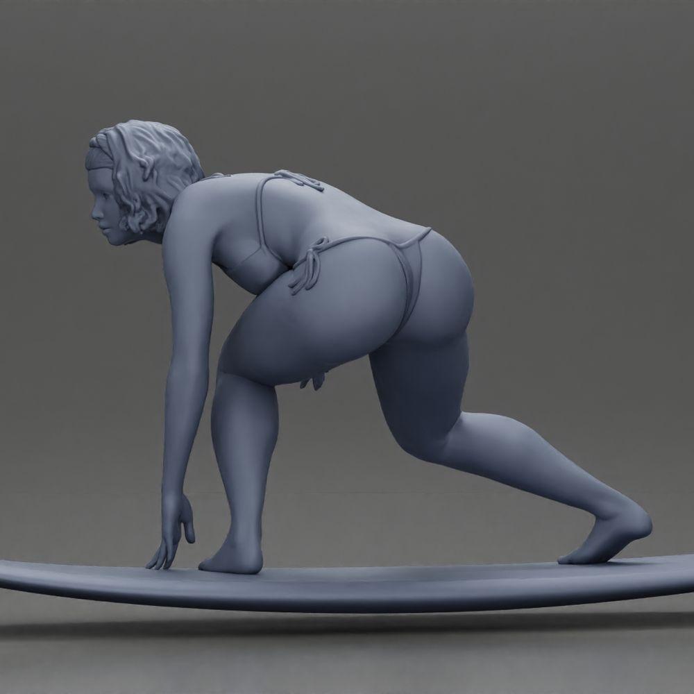 Diorama Modellbau Produktfoto 11: Diorama-Miniatur: Surferin kniend im Bikini auf Surfbrett, einzeln (Ref Nr. A119)