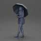 Diorama Modellbau Produktfoto 11: Weibliche Diorama-Figur in offener Strickjacke und kurzen Hosen mit Regenschirm (Ref Nr. A92)
