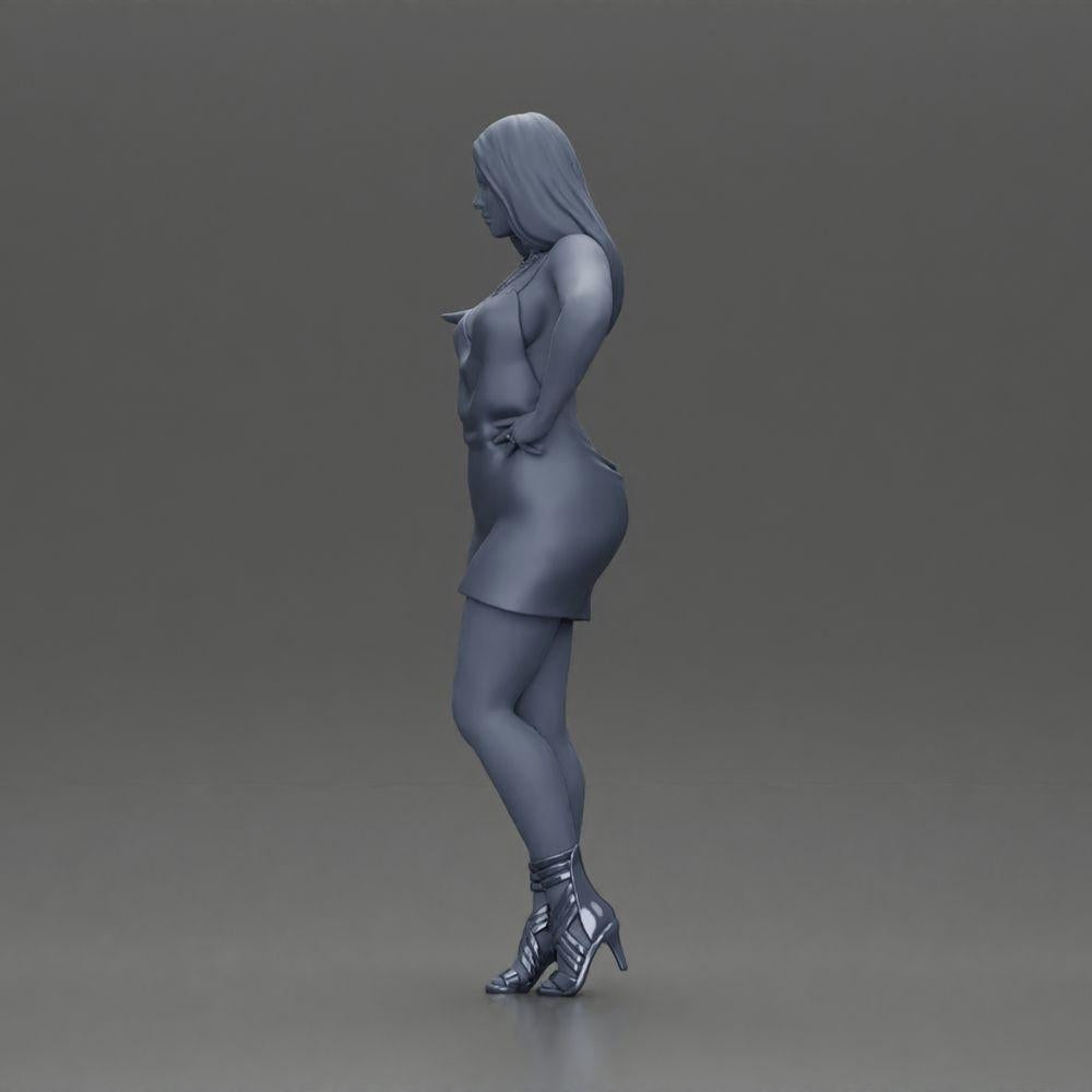 Diorama Modellbau Produktfoto 11: Dioramafigur: elegante Frau im Minikleid, ausgestreckte Hand, Halskette (Ref Nr. A118)