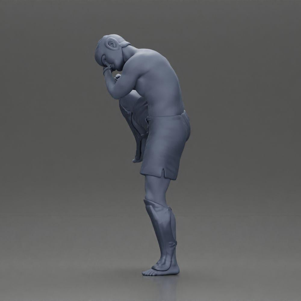Diorama Modellbau Produktfoto 11: Diorama Figur: Kampfsport-Miniatur, Trittpose mit Kopfschutz, Handschuhen & Schienbeinschutz (Ref Nr. A122)