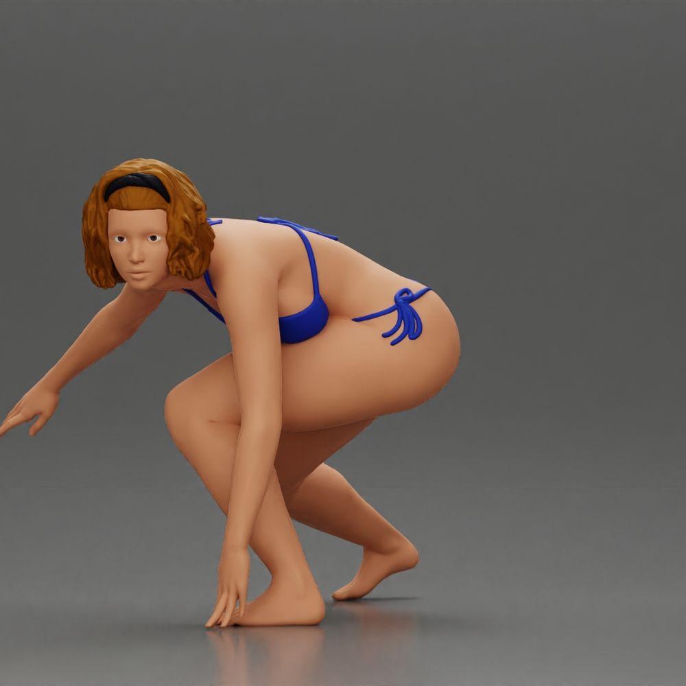 Diorama Modellbau Produktfoto 12: Diorama-Miniatur: Surferin kniend im Bikini auf Surfbrett, einzeln (Ref Nr. A119)