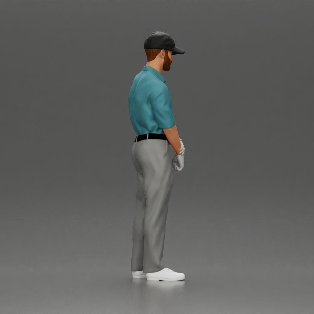 Diorama Modellbau Produktfoto 14: Diorama Figur: Miniatur-Golfer stehend mit Kappe, Handschuh und Golfschläger - Dioramafigur (Ref Nr. A143)