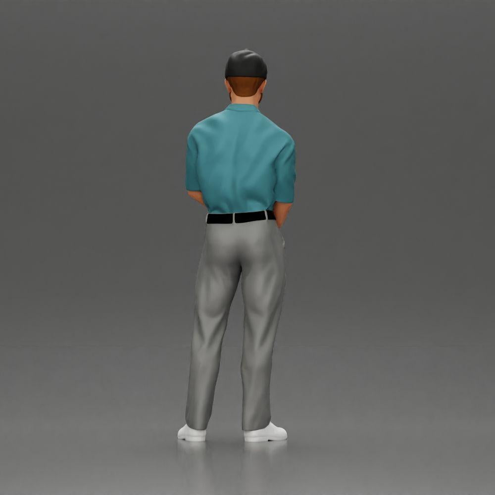 Diorama Modellbau Produktfoto 15: Diorama Figur: Miniatur-Golfer stehend mit Kappe, Handschuh und Golfschläger - Dioramafigur (Ref Nr. A143)