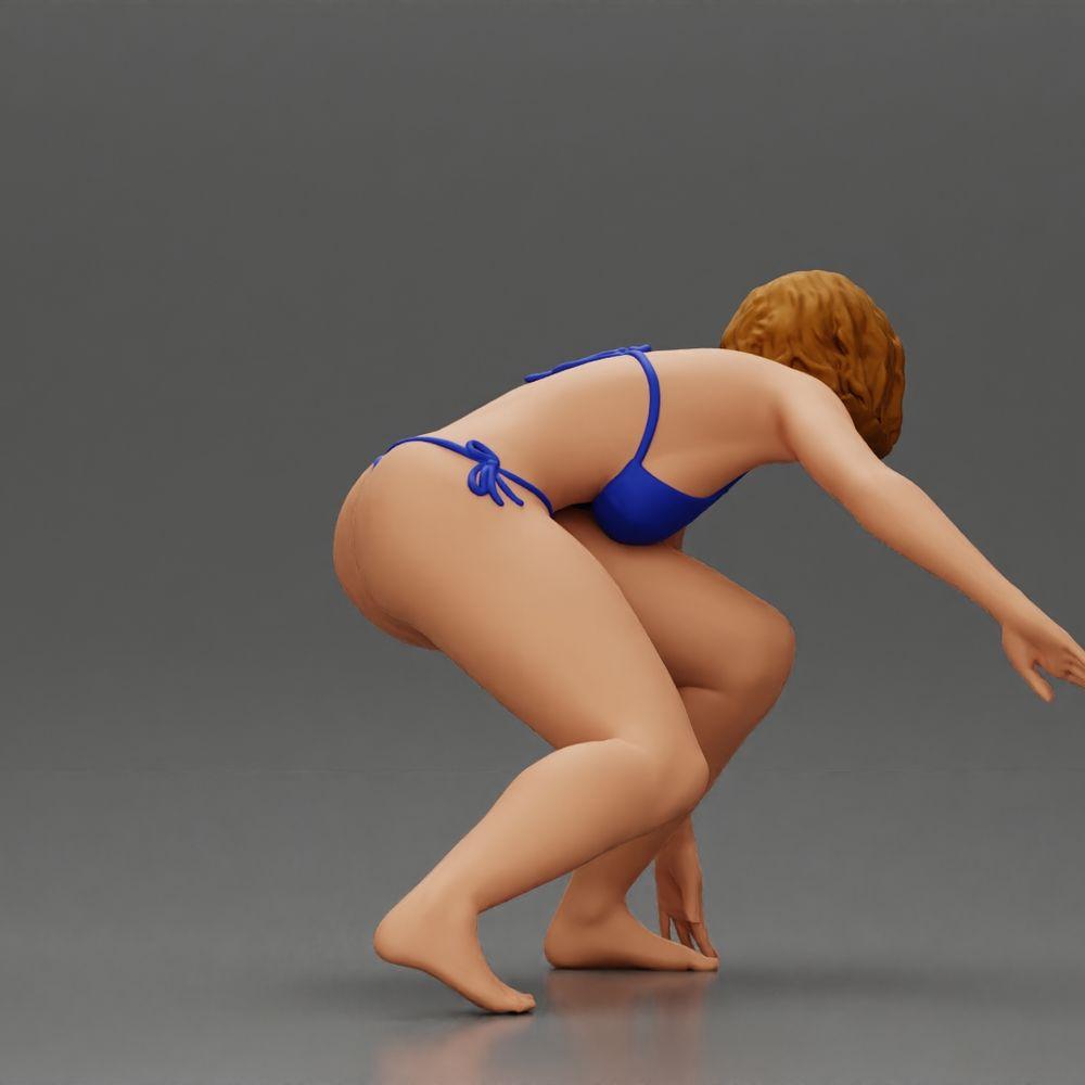 Diorama Modellbau Produktfoto 15: Diorama-Miniatur: Surferin kniend im Bikini auf Surfbrett, einzeln (Ref Nr. A119)