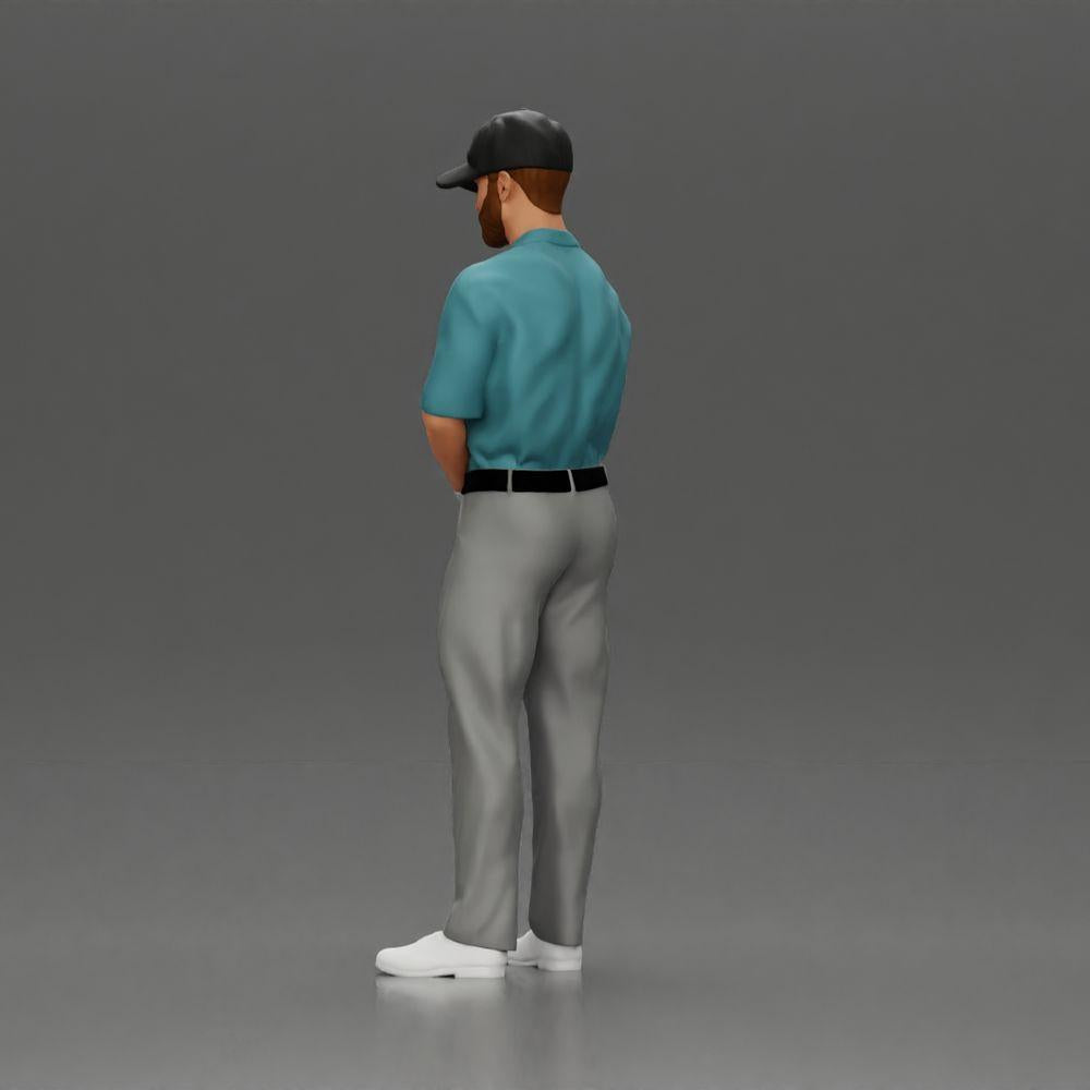 Diorama Modellbau Produktfoto 16: Diorama Figur: Miniatur-Golfer stehend mit Kappe, Handschuh und Golfschläger - Dioramafigur (Ref Nr. A143)