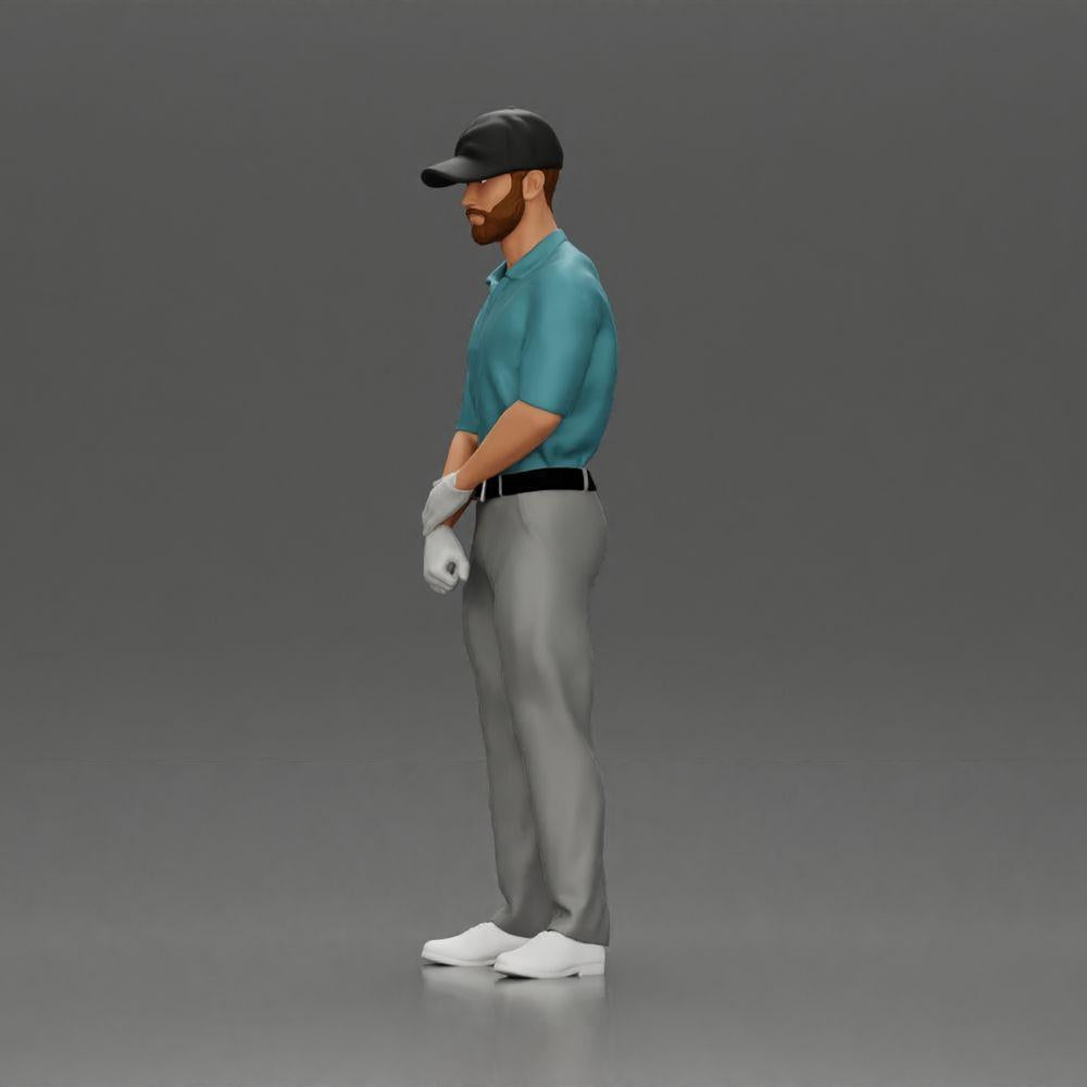 Diorama Modellbau Produktfoto 17: Diorama Figur: Miniatur-Golfer stehend mit Kappe, Handschuh und Golfschläger - Dioramafigur (Ref Nr. A143)
