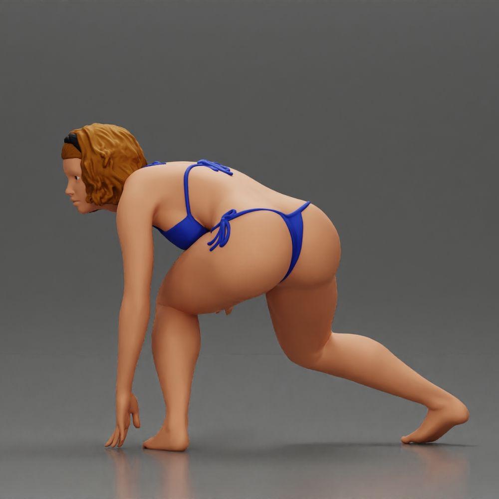 Diorama Modellbau Produktfoto 17: Diorama-Miniatur: Surferin kniend im Bikini auf Surfbrett, einzeln (Ref Nr. A119)
