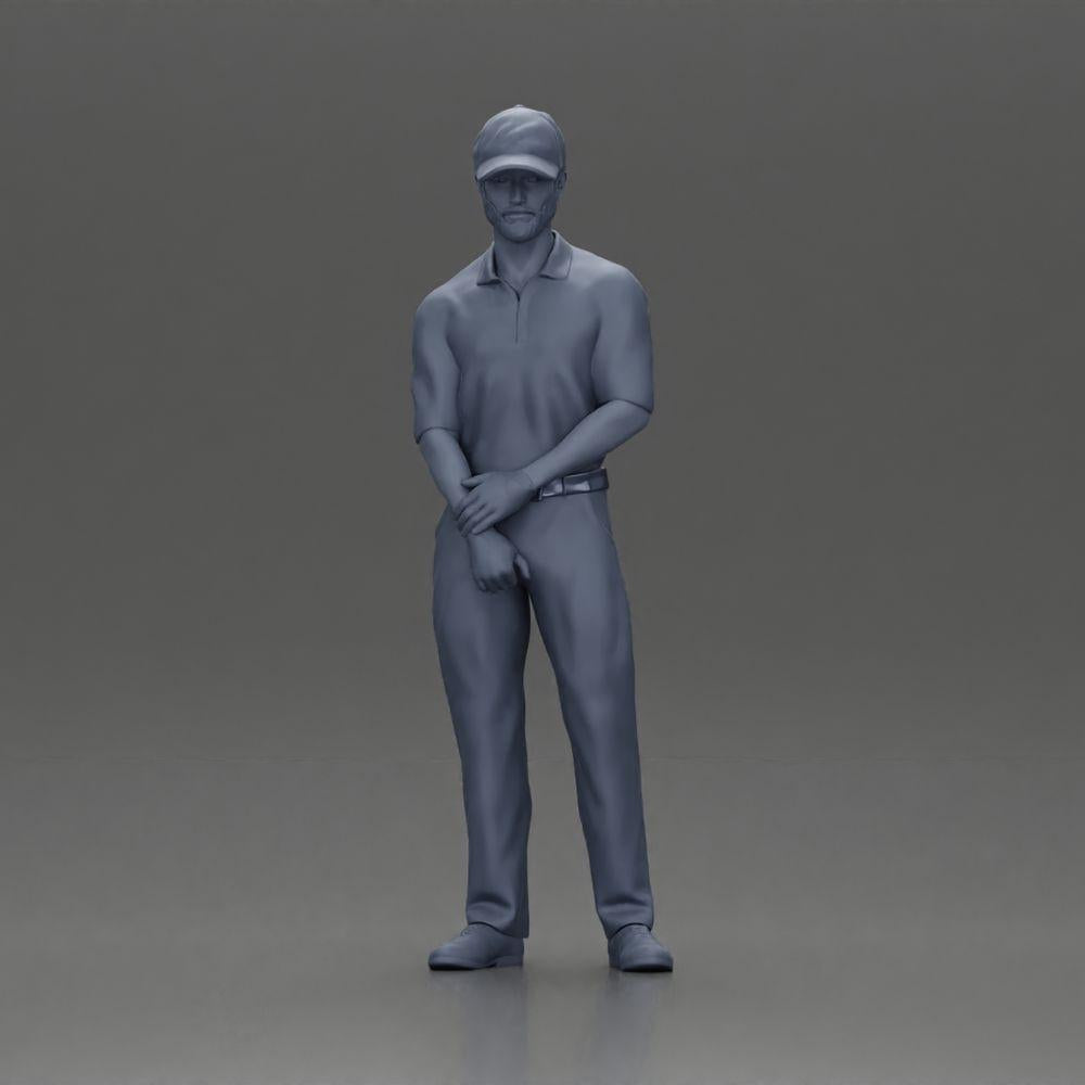 Diorama Modellbau Produktfoto 18: Diorama Figur: Miniatur-Golfer stehend mit Kappe, Handschuh und Golfschläger - Dioramafigur (Ref Nr. A143)