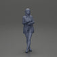 Diorama Modellbau Produktfoto 15: Weibliche Diorama-Figur in offener Strickjacke und kurzen Hosen mit Regenschirm (Ref Nr. A92)