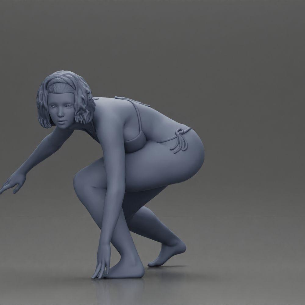 Diorama Modellbau Produktfoto 18: Diorama-Miniatur: Surferin kniend im Bikini auf Surfbrett, einzeln (Ref Nr. A119)