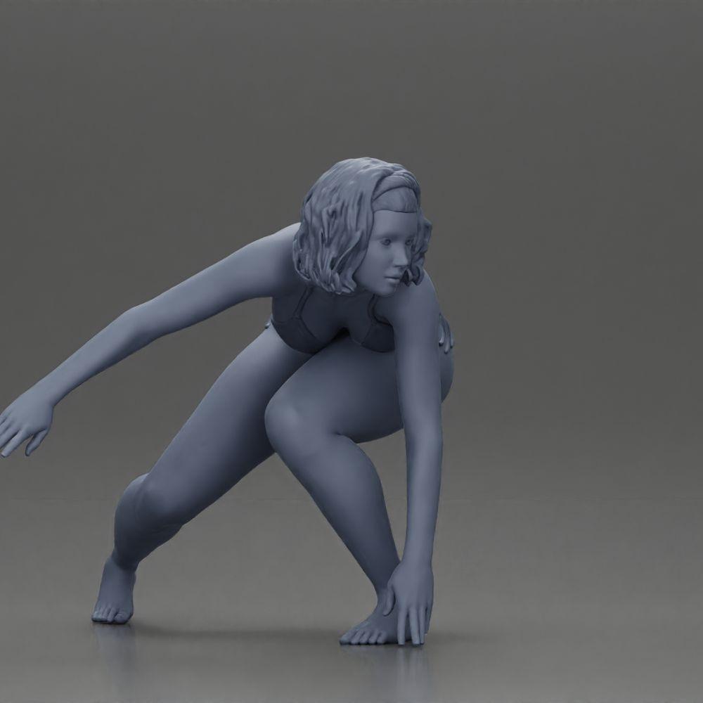 Diorama Modellbau Produktfoto 19: Diorama-Miniatur: Surferin kniend im Bikini auf Surfbrett, einzeln (Ref Nr. A119)