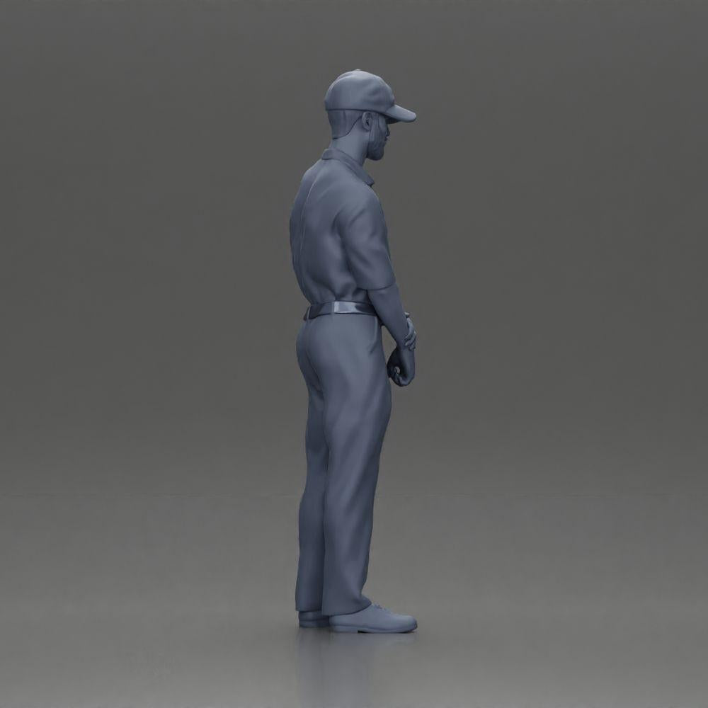 Diorama Modellbau Produktfoto 19: Diorama Figur: Miniatur-Golfer stehend mit Kappe, Handschuh und Golfschläger - Dioramafigur (Ref Nr. A143)