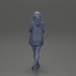 Diorama Modellbau Produktfoto 16: Weibliche Diorama-Figur in offener Strickjacke und kurzen Hosen mit Regenschirm (Ref Nr. A92)