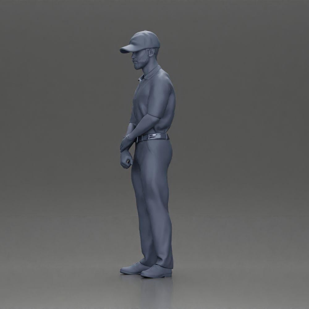 Diorama Modellbau Produktfoto 20: Diorama Figur: Miniatur-Golfer stehend mit Kappe, Handschuh und Golfschläger - Dioramafigur (Ref Nr. A143)