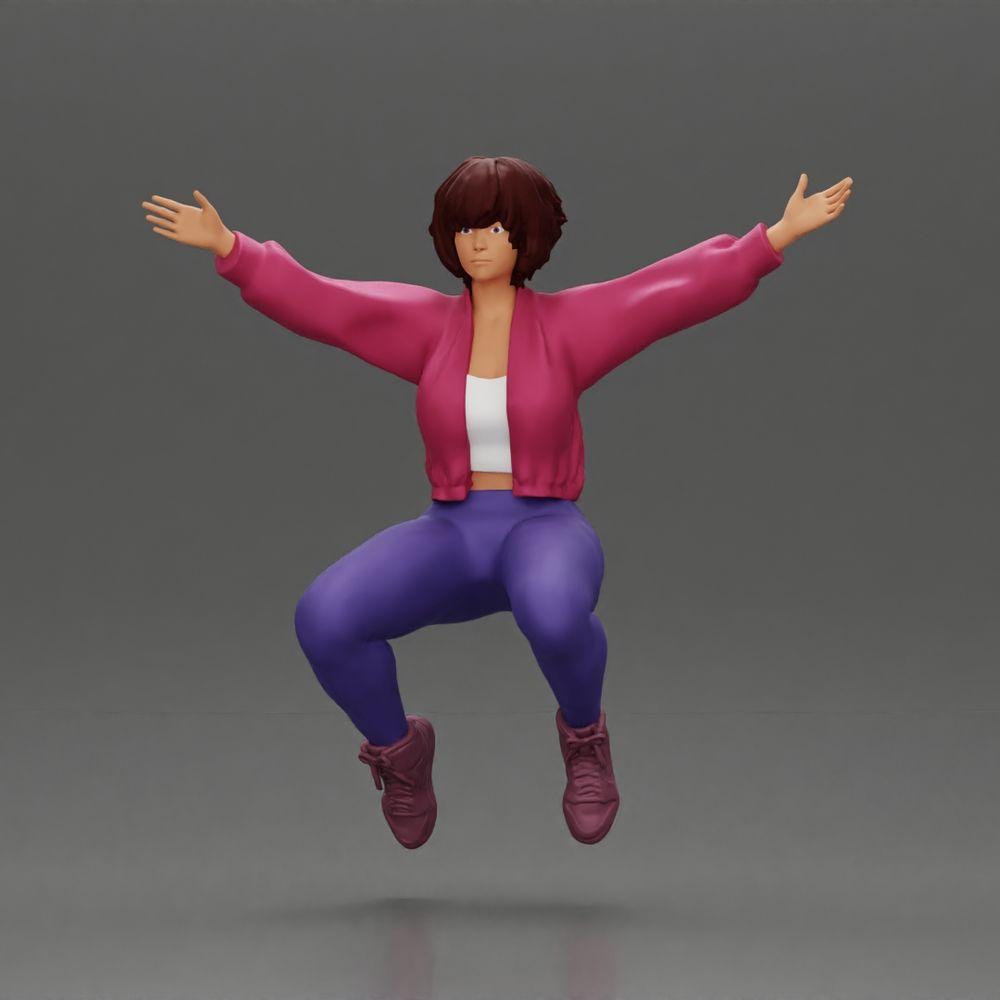 Diorama Modellbau Produktfoto 0: Miniaturfigur - Sitzendes Mädchen mit ausgestreckten Armen, Sportkleidung (Ref Nr. A80)