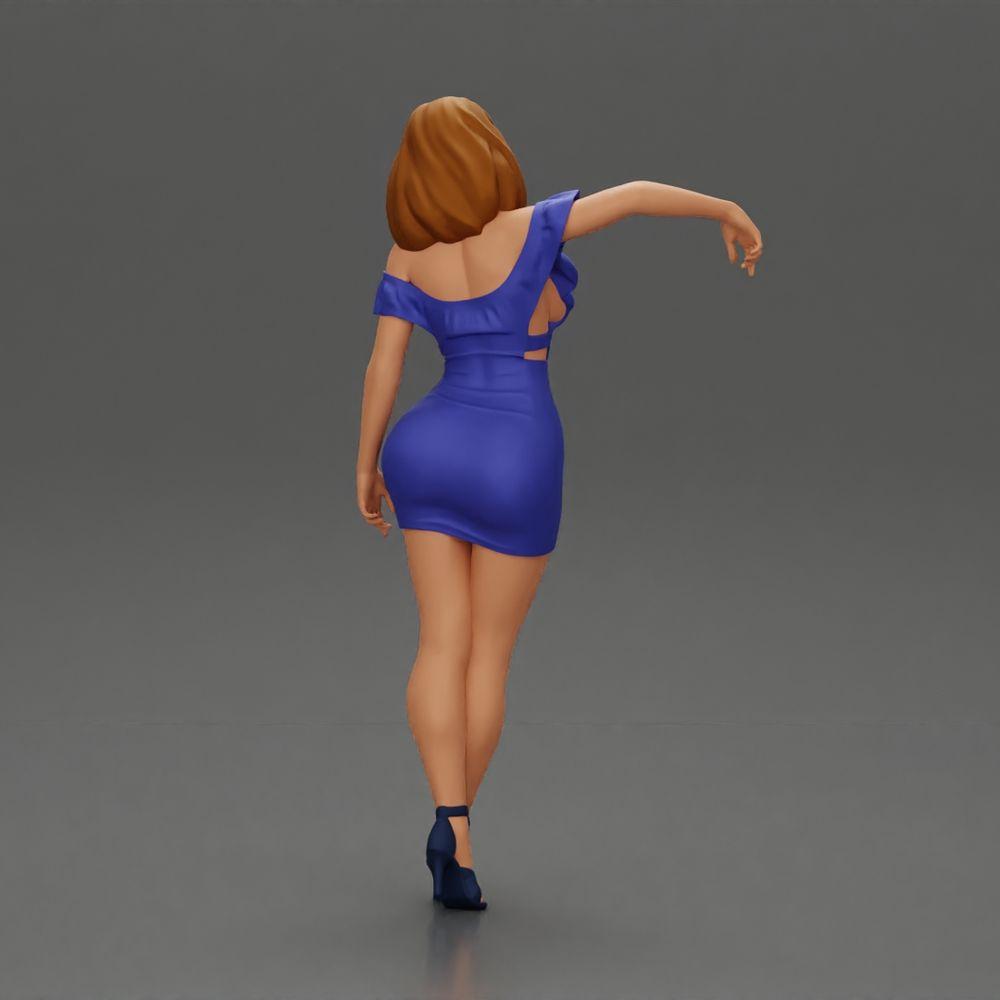 Diorama Modellbau Produktfoto 3: Diorama Figur: Diorama-Miniatur - Figur in blauem Kleid & High Heels in eleganter Pose (Ref Nr. A127)