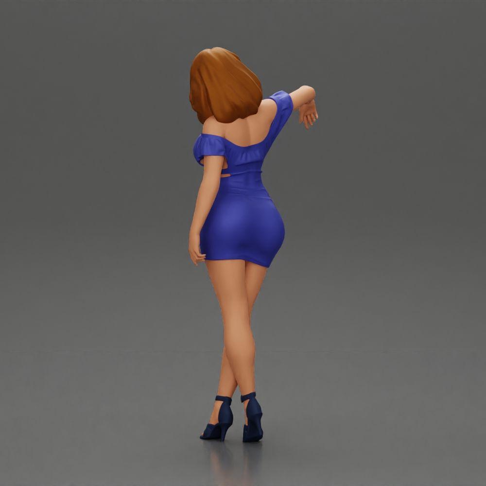 Diorama Modellbau Produktfoto 4: Diorama Figur: Diorama-Miniatur - Figur in blauem Kleid & High Heels in eleganter Pose (Ref Nr. A127)