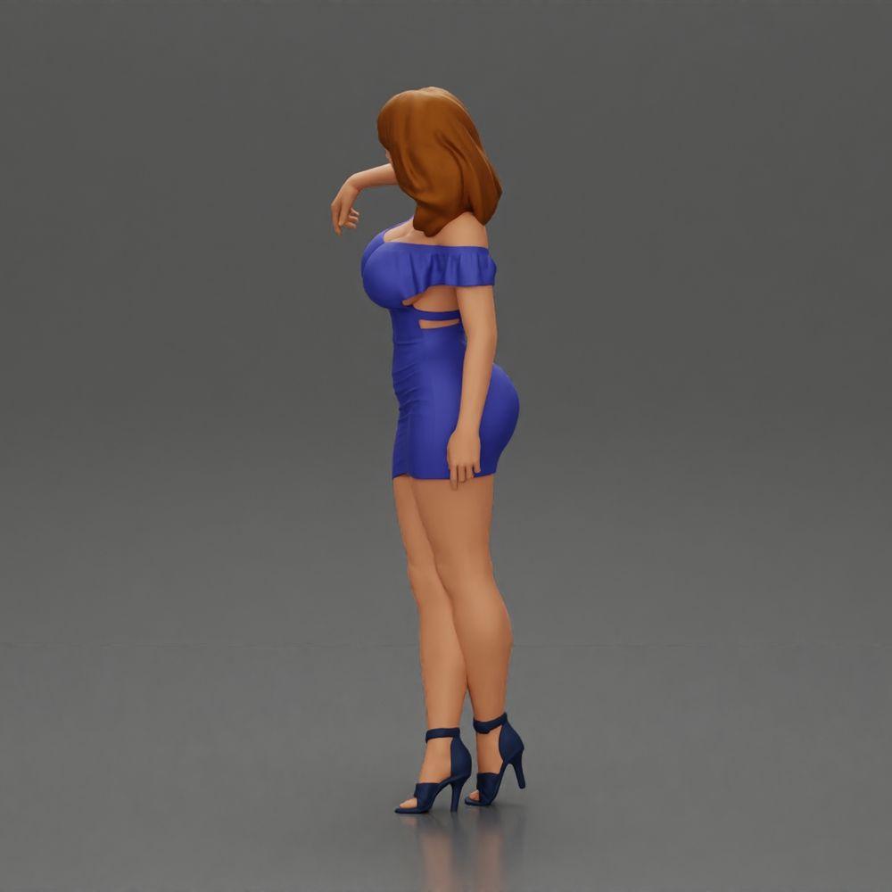 Diorama Modellbau Produktfoto 5: Diorama Figur: Diorama-Miniatur - Figur in blauem Kleid & High Heels in eleganter Pose (Ref Nr. A127)