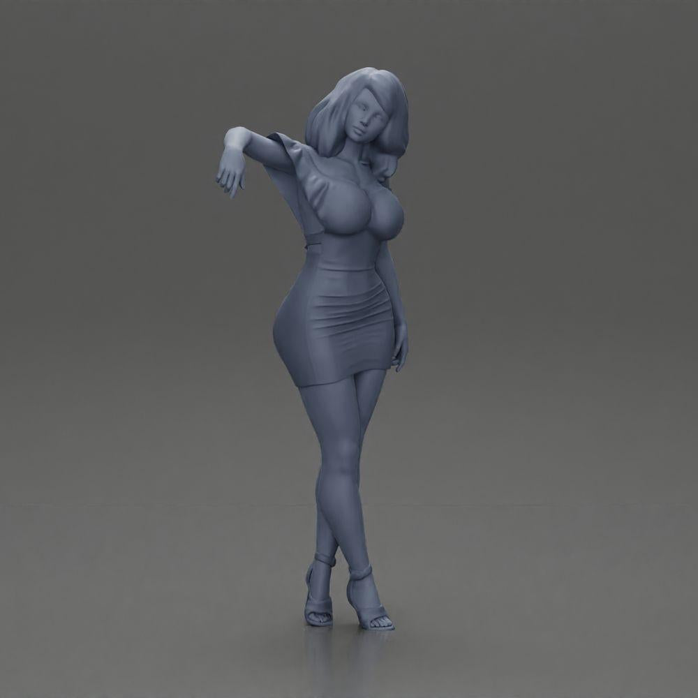 Diorama Modellbau Produktfoto 7: Diorama Figur: Diorama-Miniatur - Figur in blauem Kleid & High Heels in eleganter Pose (Ref Nr. A127)