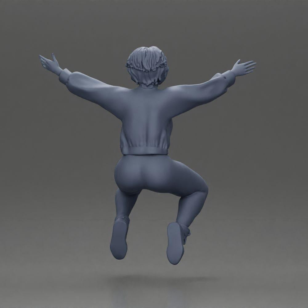 Diorama Modellbau Produktfoto 9: Miniaturfigur - Sitzendes Mädchen mit ausgestreckten Armen, Sportkleidung (Ref Nr. A80)
