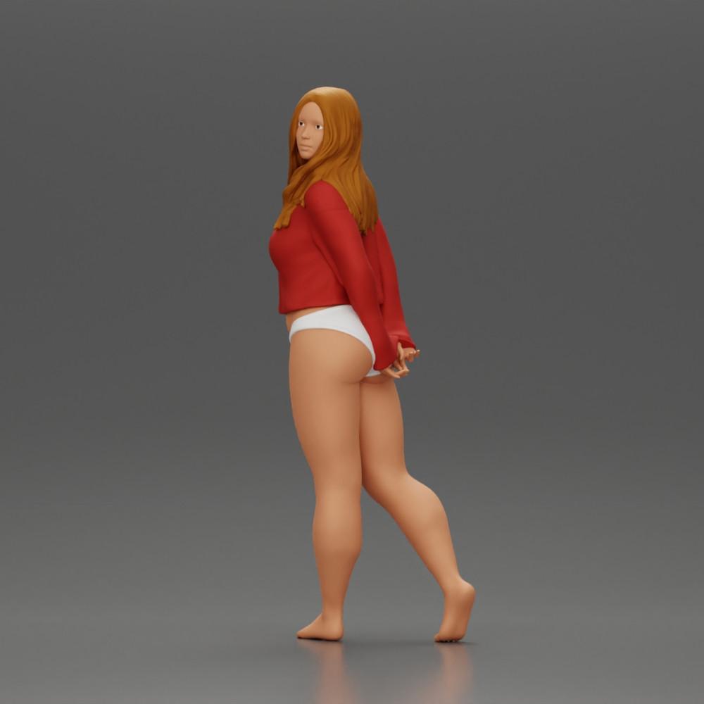 Diorama Modellbau Produktfoto 0: Weibliche Miniaturfigur für Diorama, Bikini & Langarmshirt, Hände hinten (Ref Nr. A53)